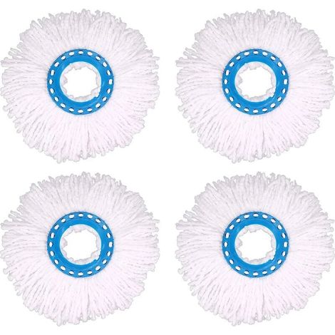 Ulisem 4 pezzi Testine per mocio in microfibra, testine di ricambio rotonde per mocio, rotazione a 360° per la pulizia dei pavimenti (diametro 16 cm) (1/4)