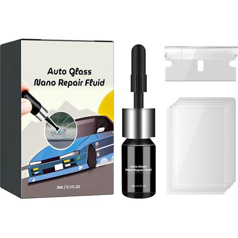 Kit Reparation Pare Brise,Kit Réparation Verre,Outil Réparations Pare-Brise,Liquide De Colle De Réparations De Vitres De Voiture,Efface Rayure Pare Brises,Réparer Fissure Verre Pour Fissures,3ML (1/5)