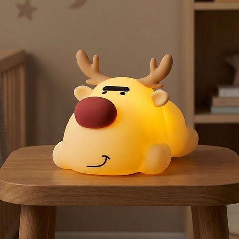 Lampe de table LED Rudi Rentier, lampe pour chambre d'enfant, veilleuse, silicone beige, H 10 cm (1/5)