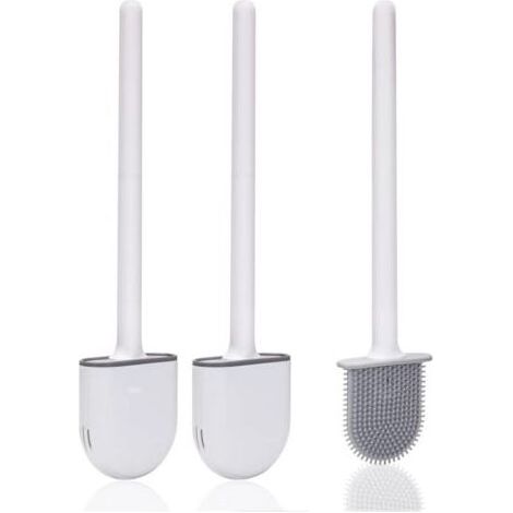 Brosse Toilette Silicone,Brosse WC Silicone et SupportsAvec des Poils Doux et Une Poignée Antidérapante Brosse Toilette Silicone Nettoyage Rapides Brosse WC Suspendu(2 pièces) (1/5)
