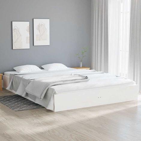 Cadre de lit 120 x 200 cm avec sommier à lattes en bois massif blanc sans matelas - PANGIVO (1/5)