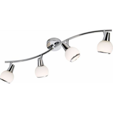 Plafonnier chromé 4 spots orientables Loris E14 Reality