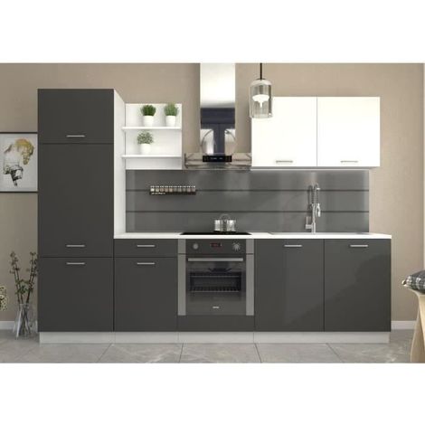 Cuisine complète gris graphit 210 cm – Meuble bas 210 cm – Plan de travail robuste 210 x 60 cm – Instructions de montage claires (1/5)
