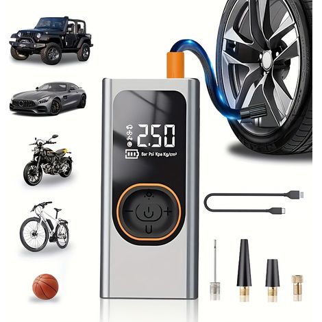 150PSI Wireless Portable Tire Inflation Pump with Digital Meter And LED Light, USB-C Rechargeable Air Compressor - Quickly Inflate Cars, Bicycles, Motorcycles, Balls, Etc., Portable Tire Inflation Too (1/5)