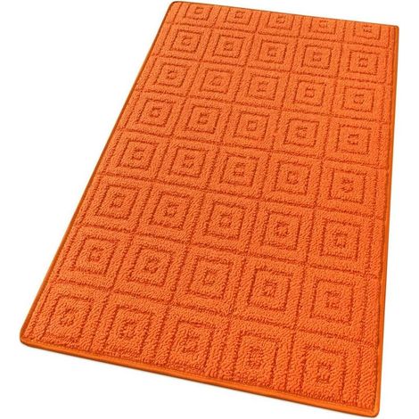 Tapis de Cuisine 3D Coureur Bordé Absorbant Antidérapant Lavable En Différentes Tailles Orange - 57x40 cm (1/4)