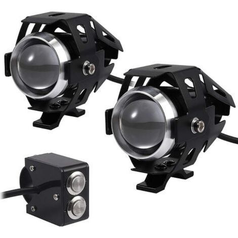 Pair of 15W LED U5 Waterproof Motorcycle Headlights, 3000LM – 12-24V Voltage – Steady Light and Flashing Modes – Easy Installation for 22mm Handlebars (1/4)