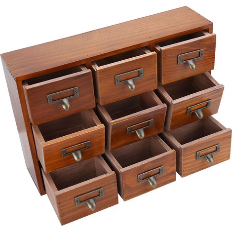Boîte de rangement de bureau vintage en bois à plusieurs niveaux, boîte à bijoux antique, cadeau d'anniversaire (504201) (1/5)
