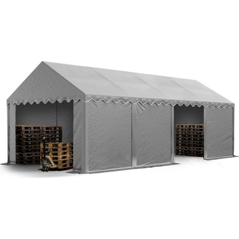 TOOLPORT 4x8 Storage Tent / Shelter w. ground frame, PVC approx. 550g/m² grey