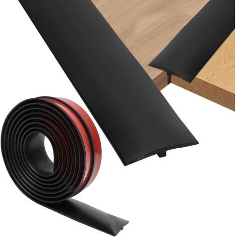 Profilé de transition auto-adhésif, 5 × 300 cm, pour seuils de porte, PVC, profilé de transition, auto-adhésif, pour joints de sol, parquet, stratifié (noir) (1/5)