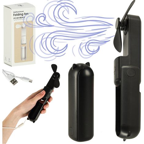 Mini ventilatore portatile pieghevole usb nero
