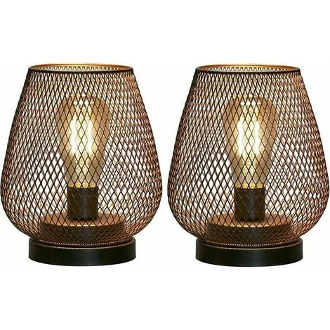 Lanterne De Table - Cage En Fer - Sans Fil - Pour Intérieur Extérieur - Lot De 2 (1/5)