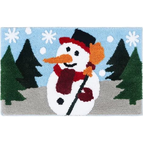 Tapis de sol de salle de bain floqué à motif de Noël, absorbant et antidérapant (1/4)