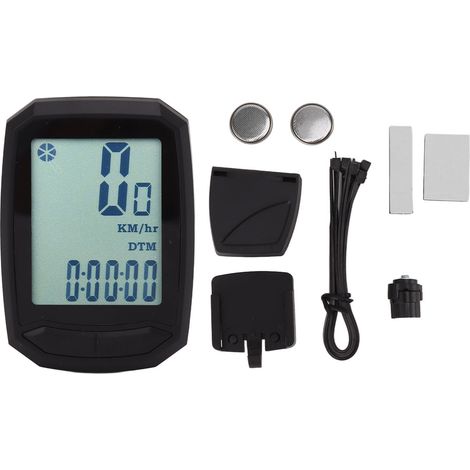 Compteur de vélo sans fil à écran tactile lumineux, version anglaise, compteur de vitesse et odomètre. (1/5)