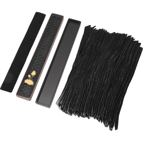 Coffret Rangement Encens Couché Isotherme Bois Santal Brûleur avec Coussin Coton, Lot de Rangement Thermique (1/5)