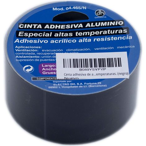 PRENDELUZ Nastro adesivo da 10 metri. Nastro adesivo in alluminio colore nero. Acrilico ad alta resistenza speciale per alte temperature. (1/2)