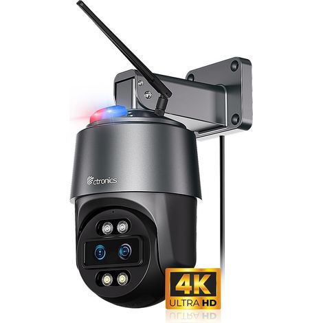 Ctronics 4K Caméra Surveillance Zoom Hybride 10X, 2 Objectif, Suivi Auto, 2,4/5GHz WiFi, 256GoSD/Cloud/FTP, Vision Nocturne Couleur, Détection Humains/Véhicules/Animaux (1/5)