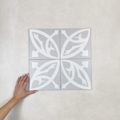 Carrelage Imitation Carreaux de Ciment LA MADELEINE 20x20 cm Zelie Gris (1/4)