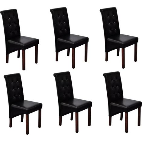 Lot de 6 chaises de salle à manger cuisine design antique synthétique noir CDS022680 (1/5)