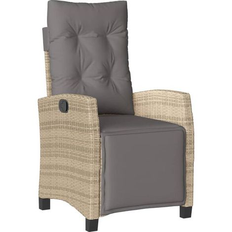 Fauteuil de jardin inclinable et repose-pieds, mélange de rotin beige (1/5)