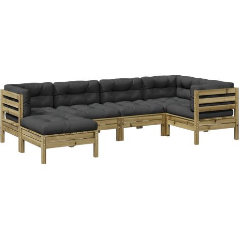 vidaXL Set Divani da Giardino 6pz con Cuscini Legno Impregnato di Pino (1/5)