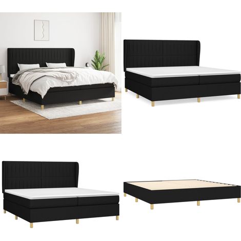 Boxspringbett mit Matratze Schwarz 200x200 cm Stoff - Boxspringbett - Doppelbett - Schlafraum - Bettenrahmen - Matratze - Home & Living