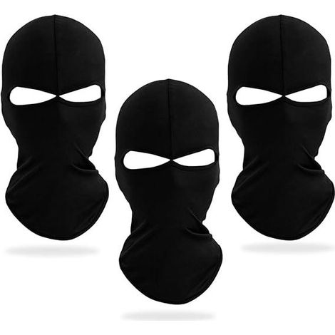 Cagoule intégrale 2 trous 3 pièces, masque de ski noir neutre en Lycra, doublure de casque légère et respirante, passe-montagne pour moto, vélo, ski et chasse (1/5)