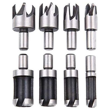 Woodworking Trunnion 8 PCS High Speed Steel Woodworking Drill Bits Woodworking Router Wood Socket Cutting Tool Cork Router Plug Bits Drill Bits 6mm/10mm/13mm/16mm Small Woodworking Drill Bit (1/4)
