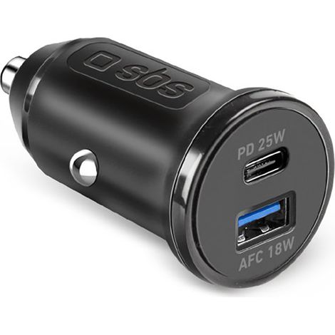 Cargador de coche Power Delivery USB-A USB-C de 25 W - Negro