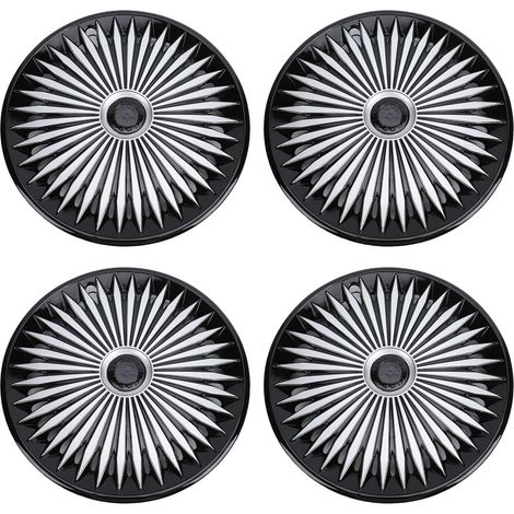 4 Pièces 14 Pouces Enjoliveurs de Roue de Remplacement pour 205 Enjoliveurs ABS avec Conception à Ajustement Rapide pour Roues en Acier 14 Pouces (Argent Noir) (1/5)