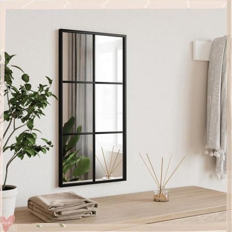 358641 Miroir mural noir 30x60 cm rectangulaire fer (1/5)