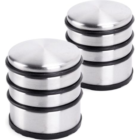 Flacher Türstopper aus Edelstahl, 7 x 8 cm (B x H), 1 kg, für schwere Türen – rutschfester Türstopper aus Edelstahl für glatte Böden – 2er-Set