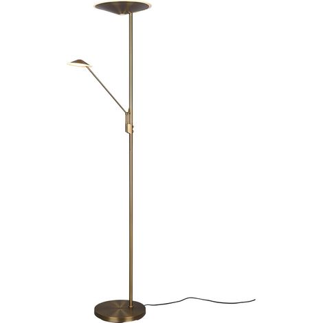 BRANTFORD PIANTANA LED 30W 3500lm- 6,5W 650lm, 2700+3200+4000K METALLO OTTONE ANTICATO CON LUCE DA LETTURA CON INTERRUTTORI TOUCH DIMMERABILE H. 180CM (1/5)