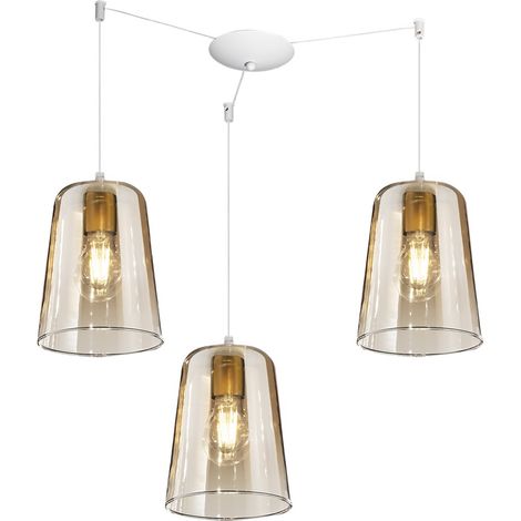 Lampadario top light shaded 1164bi s3 s am e27 led vetro ambra lampada soffitto moderna
