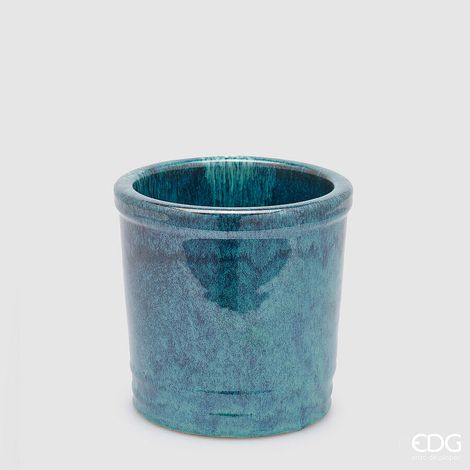 EDG Enzo De Gasperi Vaso Glaze Cilindro Turquoise Ceramica 18 cm