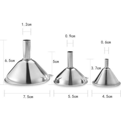 Entonnoir Cuisine - Acier Inoxydable Alimentaire - 3 Tailles Superposables - Pour Sel Condiments Huiles Essentielles - Lot de 3 (1/4)