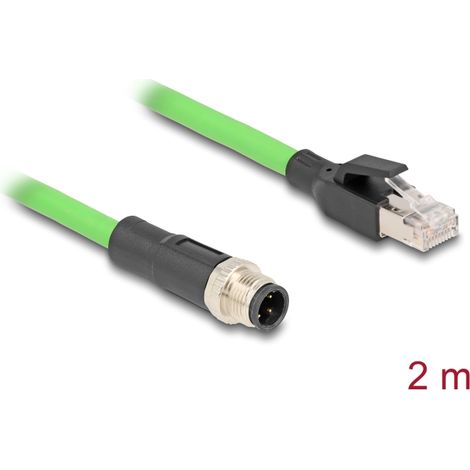 Delock Cable M12 codificado D 4 pin macho a RJ45 macho PUR (TPU) 2 m