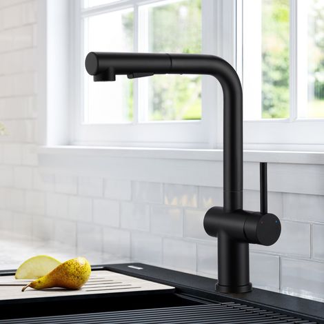 Mitigeur Évier Tirable 360° – Robinet Cuisine 2 Jets, Monocommande Inox Brossé 304, Haute Pression, Kit Complet pour Installation Rapide (1/5)