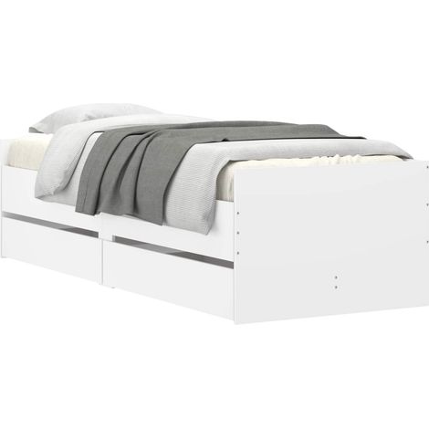 Bed Frame with Drawer with Storage White Solid Pine Wood vidaXL (1/5)