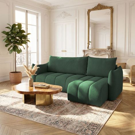 Ecksofa Schlafsofa ONTARIO XS in Stoff Poso Grün Ottomane Rechts (1/5)