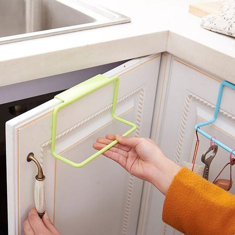 Towel Rack - PP Over The Door Cabinet Hanger - For Kitchen Bathroom Storage Organizer - 4 Pack Pink (1/5)