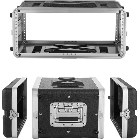 Mallette Rack 4U Valise Rack Peu Profond 310 mm pour Amplificateur, Équipement Audio, Table de Mixage DJ, ABS, avec Panneaux Avant et Arrière Amovibles, Poignée, Fermeture Verrouillage Encastrée (1/5)