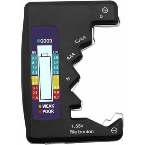 Testeur de batterie numérique Testeur universel Testeur d'écran LCD pour AA AAA N 1.5V Bouton Bouton Piles à boutons (1/5)