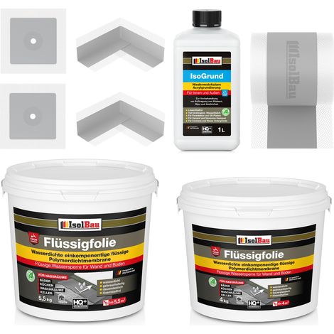 Dichtset 705 g Flüssigfolie 9,5 kg Isogrund 1 l 5 m Klebeband 2 x Ecken 2 x Manschette