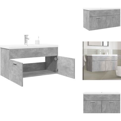 Armoire lavabo de salle de bain avec bassin intégré gris béton - Armoire Lavabo De Salle De Bain - Armoires Lavabo De Salle De Bain - Placard Lavabo De Salle De Bain - Meuble Lavabo (1/5)