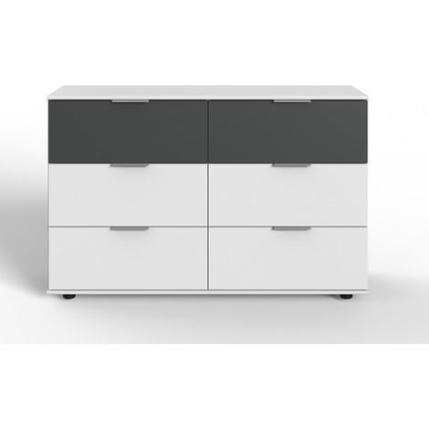 Commode / meuble de rangement coloris blanc/graphite - Longueur 130 x Hauteur 83 x Profondeur 41 cm -PEGANE-