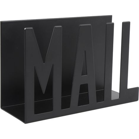 étagère rangement-Organisateur de courrier en métal design élégant creux pour lettres, factures et papiers bureau noir (1/5)