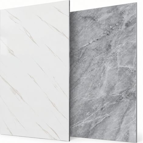 Panel de pared reversible efecto mármol blanco/gris - Aluminio composite 3 mm (1/5)