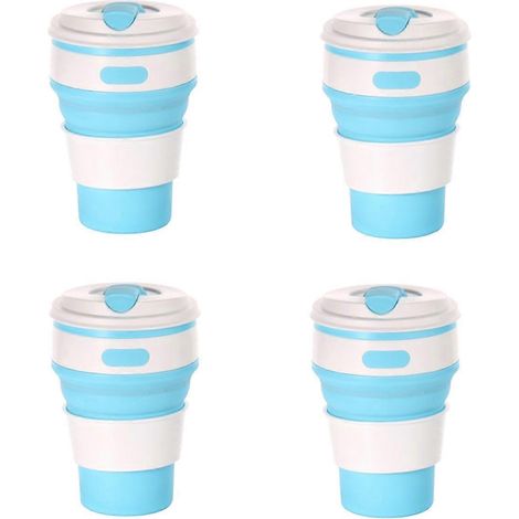 Gobelet de voyage pliable en silicone bleu clair - Gobelet de camping (1/5)