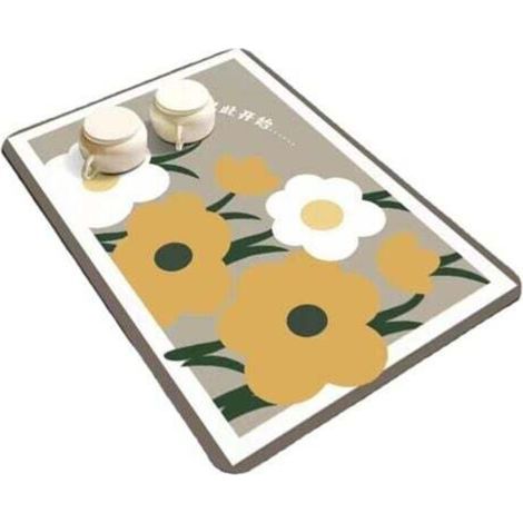 Tappetino assorbente e antigoccia per macchine da caffè, scolapiatti ultra asciutto, tappetino in microfibra antiscivolo per lavello della macchina da caffè, base in terra diatomacea (set da 2) (1/4)