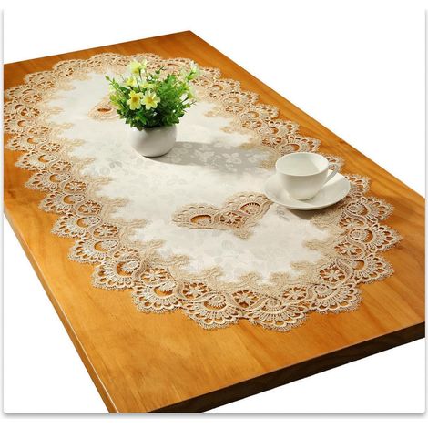 Oval Tischläufer mit Spitze 50x110cm Gold